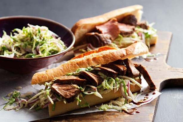 British Treacle Pork Rolls With Brussels Sprout Slaw Recipe Dinner