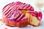 British Warm Rhubarb Cake With Rosewater Custard Recipe Dessert