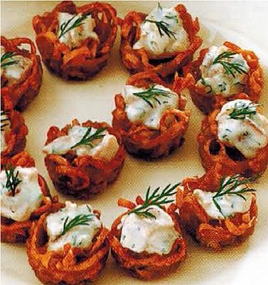 Australian Noodle Nests With Smoked Salmon Tartare Appetizer