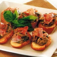 Mediterranean Mushrooms In Basil Pesto On Sourdough Appetizer