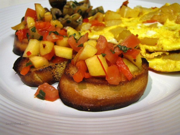 Australian Peach and Roasted Red Pepper Bruschetta Appetizer