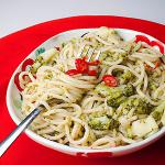 American Spaghetti with Broccoli Chilli and Garlic Appetizer