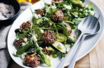 British Warm Salad Of Lamb Zucchini Asparagus and Feta Recipe Appetizer