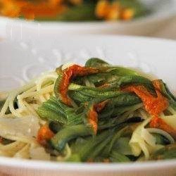 Australian Spaghetti with Pumpkin Blossom Appetizer