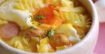 American Gooey Cheesy Soup Pasta with Softboiled Egg 1 Appetizer