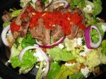 Australian Beef Arugula and Red Pepper Pesto Salad Appetizer