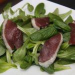 Australian Marinated Duck Breast Strips on Field Salad Dinner