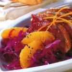 Australian Smoked Duck Breast on Red Cabbage Salad Appetizer