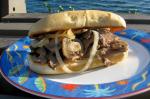 American Leftover Steak Sandwich With Onions and Mushrooms Dinner