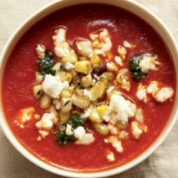 American Roasted Red Pepper Soup with Corn and Cilantro Soup