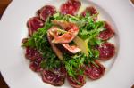 Australian Carpaccio of Fallow Deer with Rocket Pear Fig and Parmesan Salad Appetizer