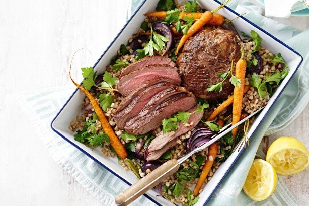 American Roast Lamb Barley And Vegetable Salad Recipe Dinner