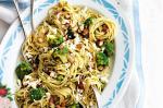 American Broccoli Green Chilli And Smoked Almond Spaghetti Recipe Appetizer