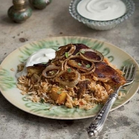 Egyptian Lamb Rice with Crispy Potato Base Dinner