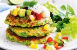 American Mashed Pea And Feta Fritters With Corn Salsa Recipe Appetizer