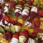 American Special Brochettes of Fruits and Chocolate Dessert