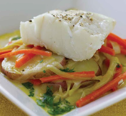 Canadian braised Cod with leeks Dinner