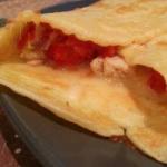 American Pancake of Chicken with Tomato and Cheese Breakfast