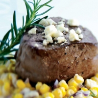 Swedish Grilled Beef Filet over Feta Creamed Corn BBQ Grill