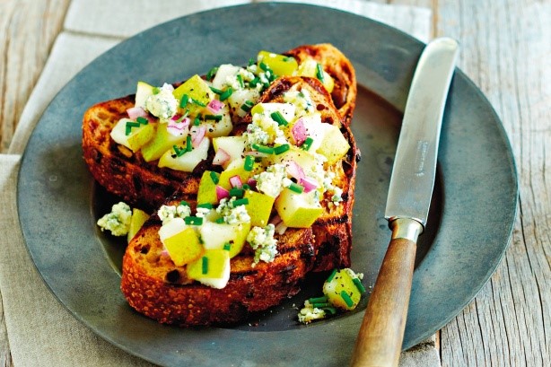 Australian Pear Cheese and Chive Bruschetta Recipe Appetizer