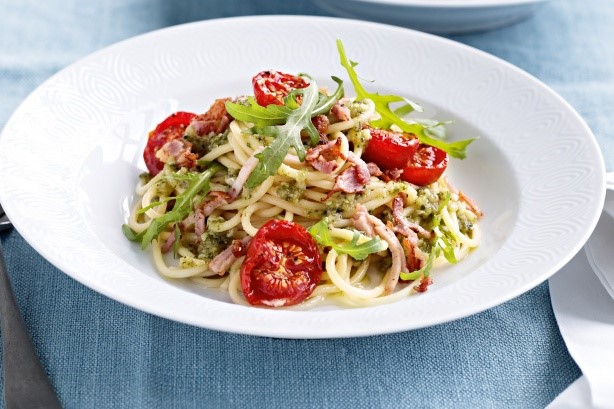 Australian Pesto Rocket And Bacon Pasta Recipe Appetizer