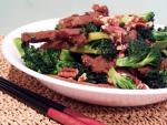 American Stirfried Beef Broccoli and Pecans in Garlic Sauce Dinner