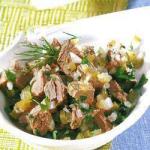 Meat Salad with Sauce of Cucumber and Herbs recipe
