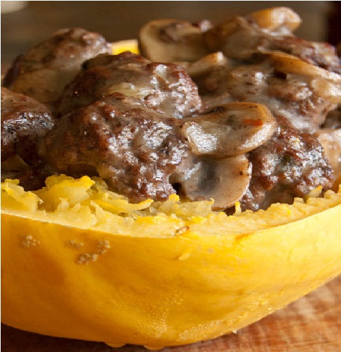 American Meatballs Spaghetti with Squash Dinner