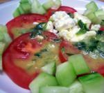 American Tomato and Cucumber Salad With Feta and Honey Mustard Dressing Dessert
