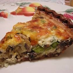 British Green Asparagus Quiche with Mushrooms and Bacon Appetizer