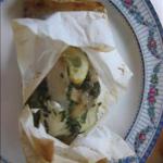 Australian Halilbut and Leeks Baked in Parchment Alcohol