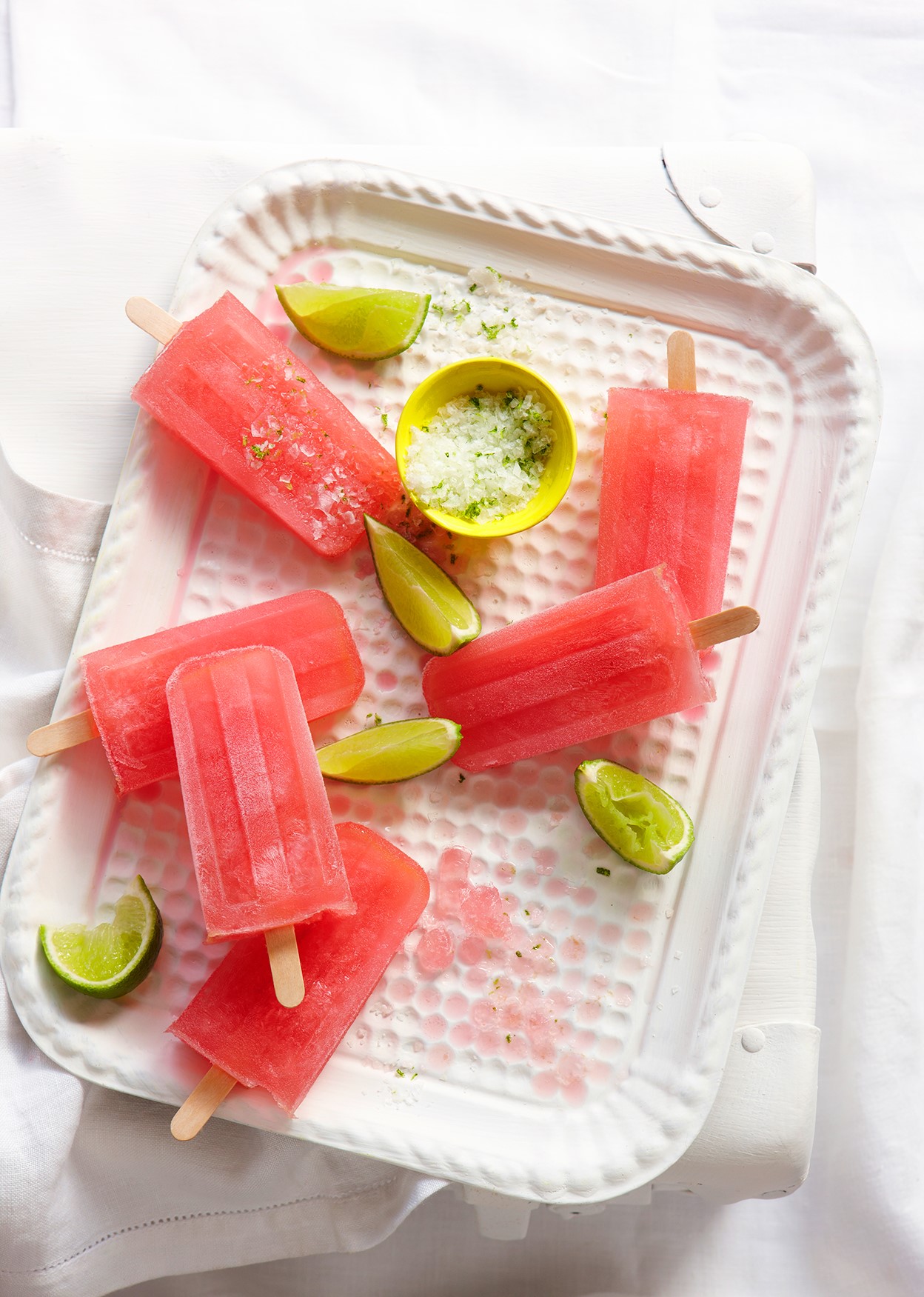 British Blood Orange Margarita Ice Blocks with Lime Salt Appetizer