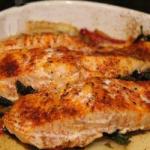 French Salmon on Baked Vegetables Dinner