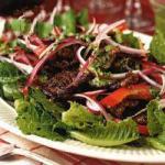 American Green Salad with Strips of Meat Appetizer