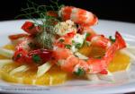 American Fennel and Orange Salad Topped With Prawns  Shrimp Dinner