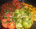 British Melimeloa Muddle and Medley of Heirloom Tomatoes Appetizer