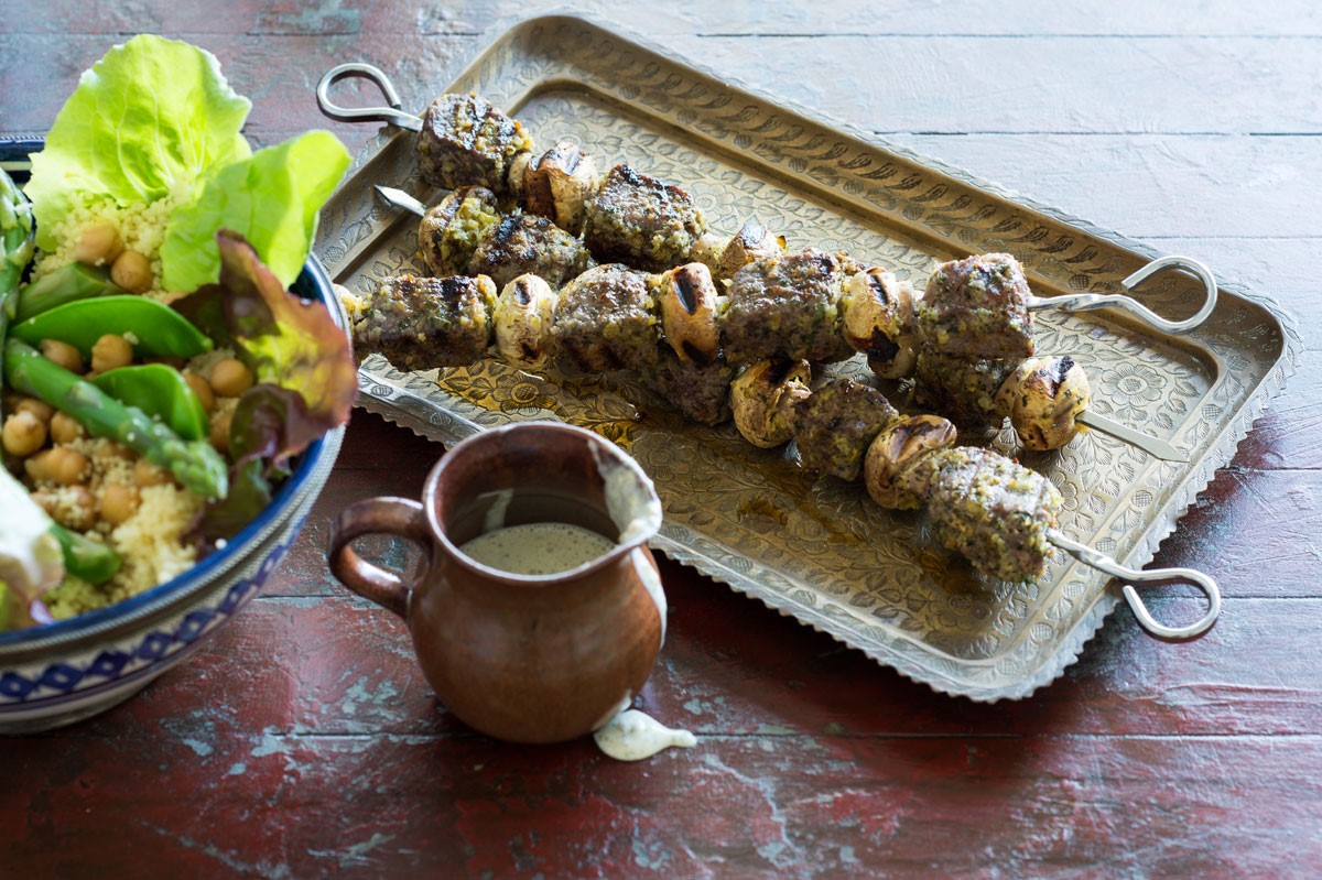 Moroccan Minted Lamb and Mushroom Kebabs 1 Appetizer