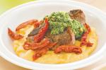 American Lamb Chops With Polenta Sundried Tomatoes And Pesto Recipe Dinner