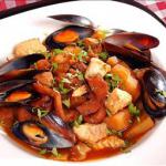 Spanish Sopa De Mariscos- Seafood Stewsoup Using a Sofrito Soup