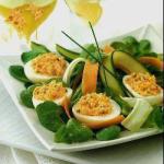 Spanish Stuffed Eggs with Salad Appetizer