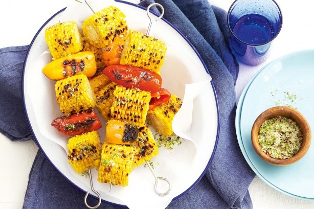 American Corn And Capsicum Skewers With Lime And Chilli Salt Recipe Appetizer