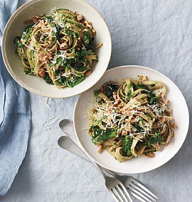 Canadian Fettuccine with Parsley-walnut Pesto Dinner