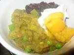 American Lentil and Rhubarb Curry With Potatoes and Peas Appetizer