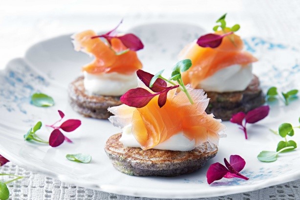 American Buckwheat And Zucchini Blini With Smoked Salmon Recipe Appetizer