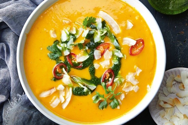 American Sweet Potato And Carrot Soup With Coriander Oil Recipe Soup