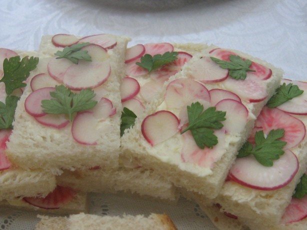 Canadian Radish Parsley and Lemon Butter Tea Sandwiches Appetizer