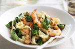 Australian Fettucine With Chilli Oil Spinach Prawns And Chickpeas Recipe Dinner