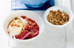 American Poached Rhubarb With Ginger Pecan Crumble Recipe Dessert