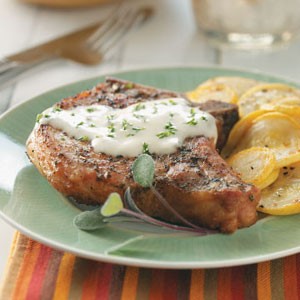 American Sage Pork Chops with Cider Pan Gravy Appetizer