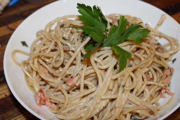 American Pasta with Smoked Salmon White Wine Cream  Chives Dinner